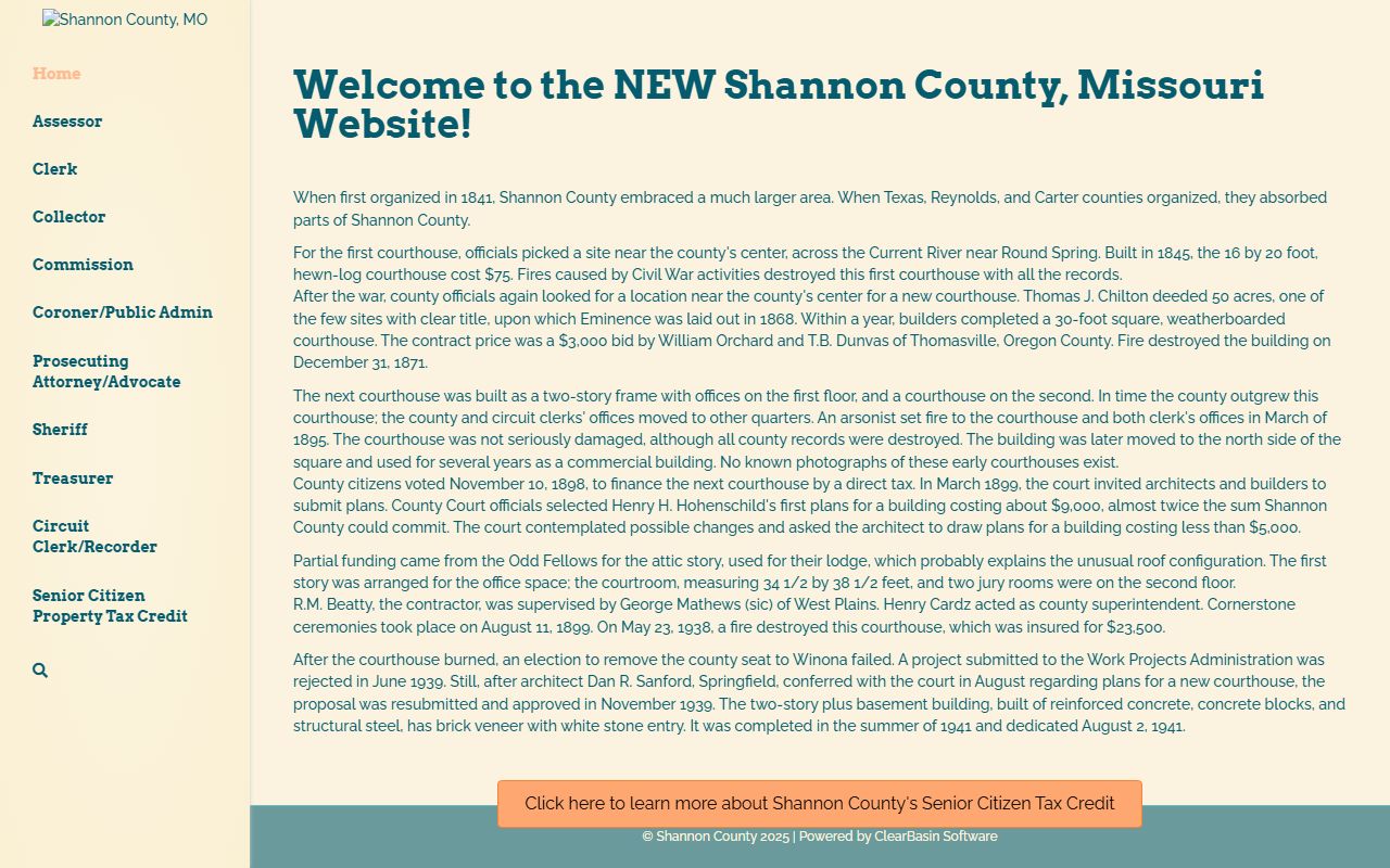 Shannon County government page for inmate population local context